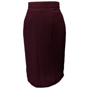 Womens Vintage Burgundy Pencil Skirt Midi Lined Office Classic 90s Retro Sz 8